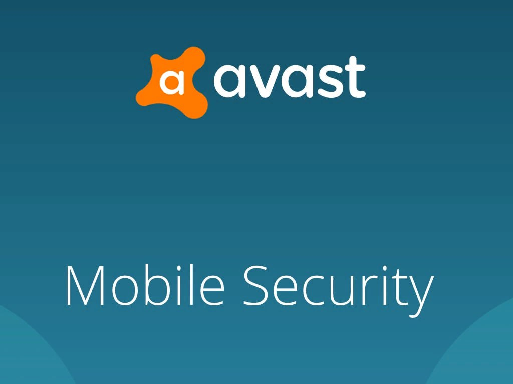 على خلفية زرقاء في الاعلى تظهر لطخة برتقالية في وسطها حرف a  وكلمة avast مكتوبة باللون الابيض وفي اسفل الصورة مكتوب كلمة حماية الهاتف بالانكليزي 