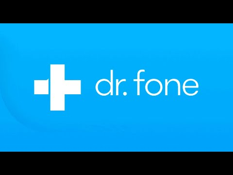 على خلفية زرقاء بين خطين اسودين تظهر اشارة زائد باللون الابيض و بجانبها dr. fone