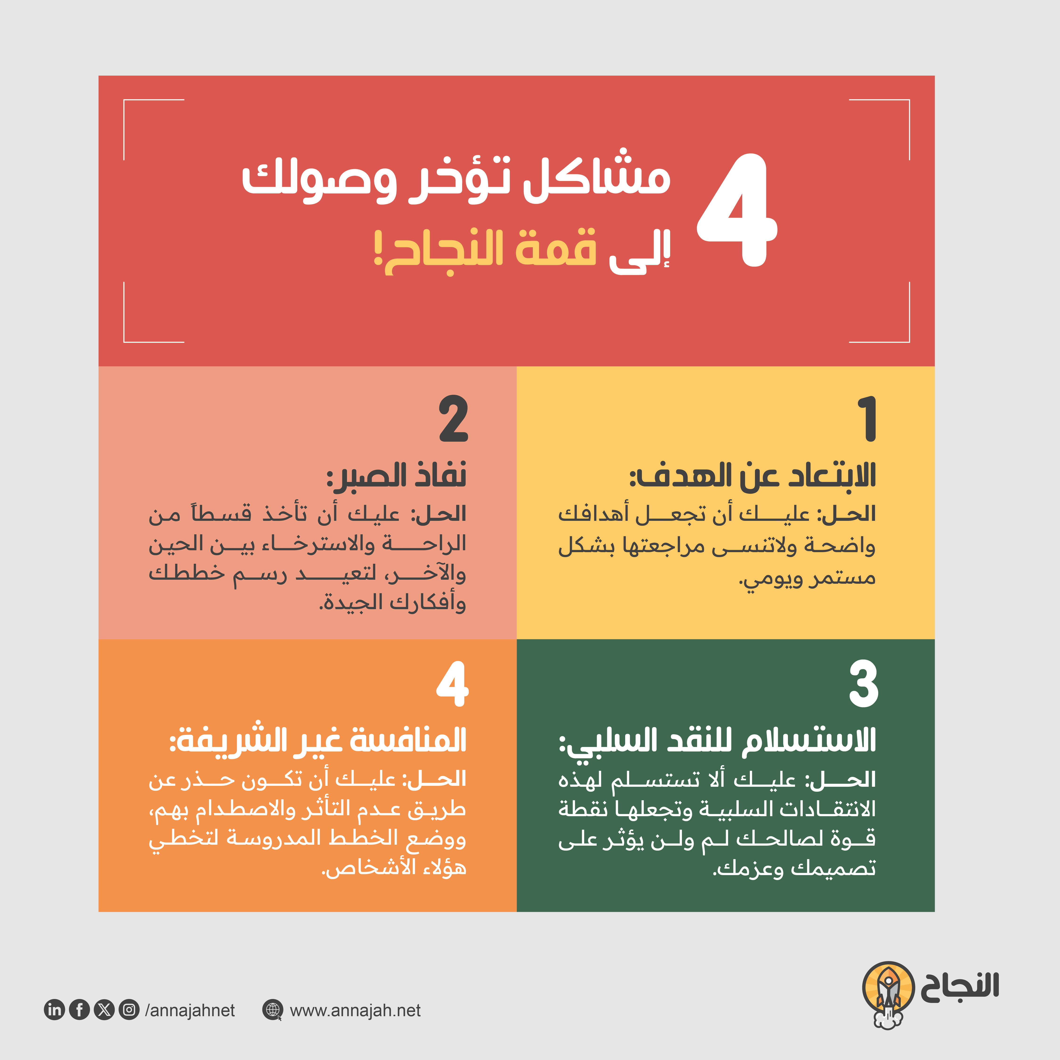 4 مشاكل تؤخر وصولك إلى قمة النجاح