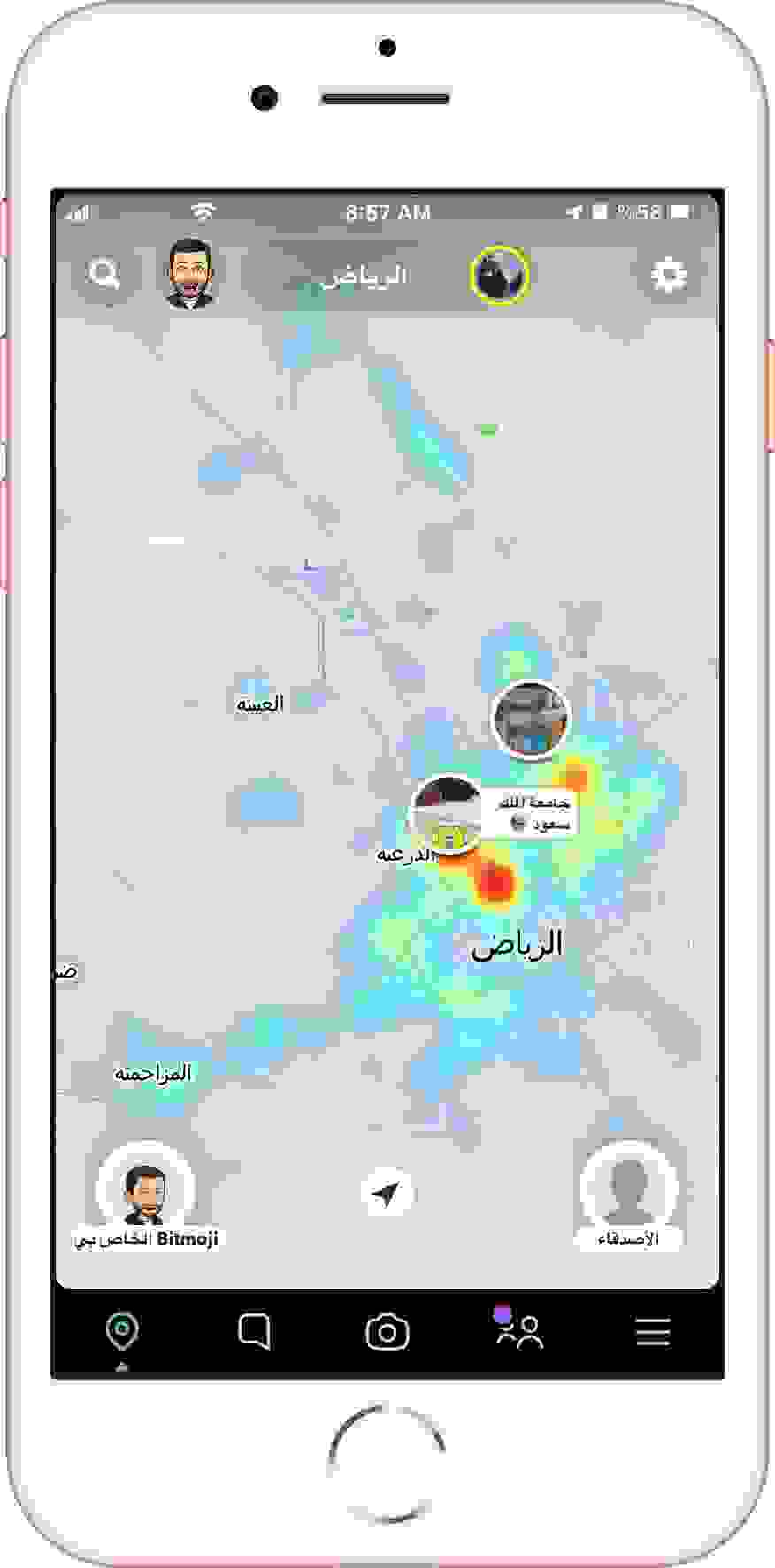 الموقع (خرائط سناب شات Heatmap)