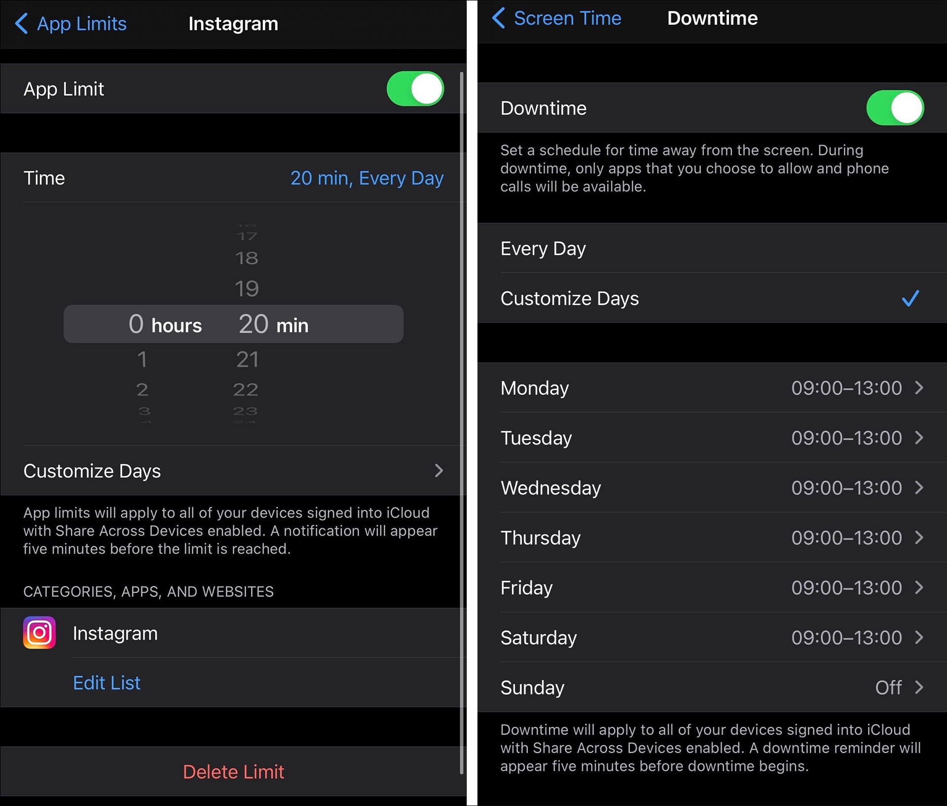 تعيين الحدود الزمنية