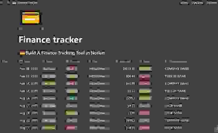 قالب التعقب المالي (Finance Tracker)