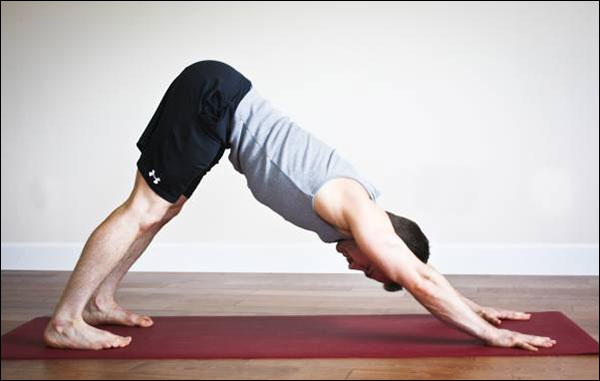 تمرين وضعية الكلب السفلي (Downward-facing dog)