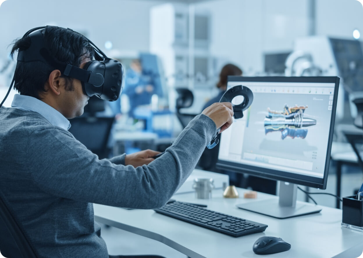 الواقع الممت اكس أر يتم استخدامه من قبل شخص في التدريب المهني 