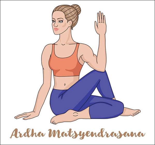 الجلوس بالتواء العمود الفقري أو ماتسياندراسانا (Matsyandrasana)