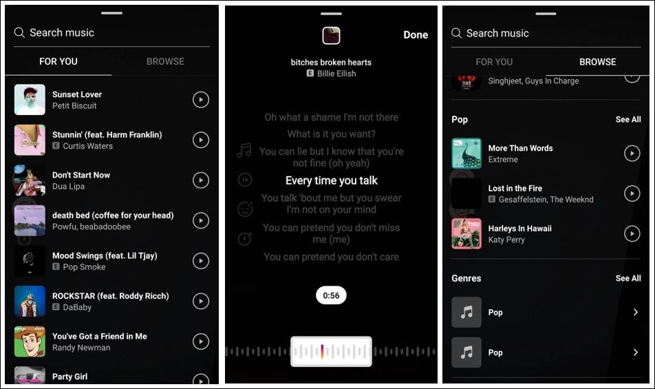 اختيار الموسيقى لمقطع فيديو ريلز