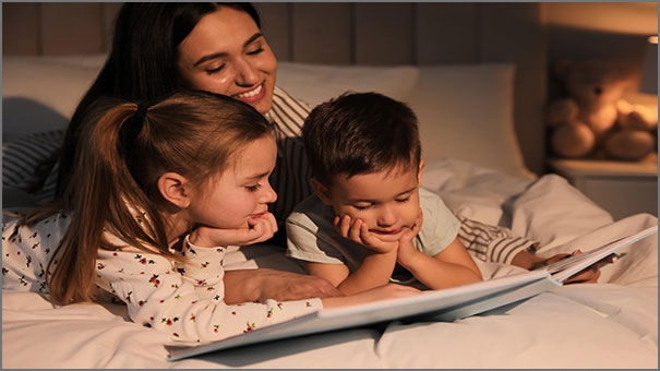 Read stories to children before bed