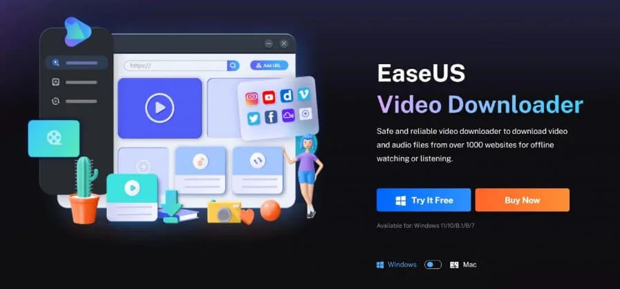 أداة EaseUS Video Downloader