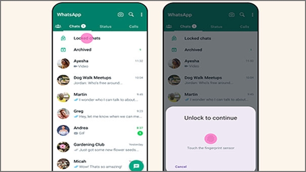 إخفاء رسائل واتساب باستخدام بصمة الإصبع