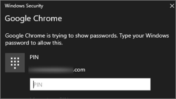 إدخال رقم التعريف الشخصي لحساب Windows أو اسم المستخدم وكلمة المرور