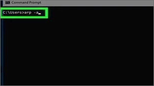 اكتب arp -a