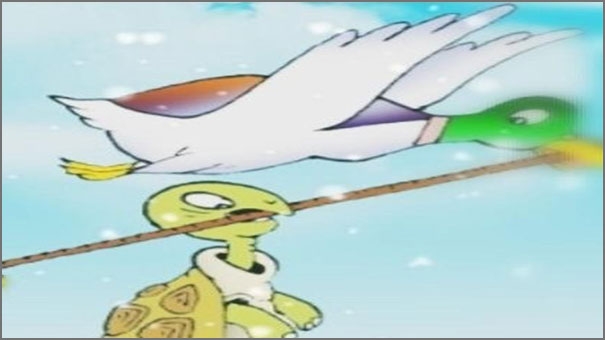 الحمامتان والسلحفاة