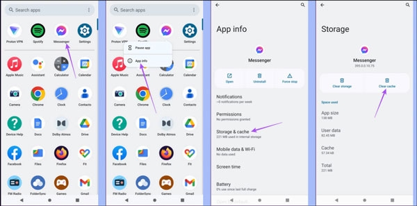 امسح ذاكرة Messenger Cache