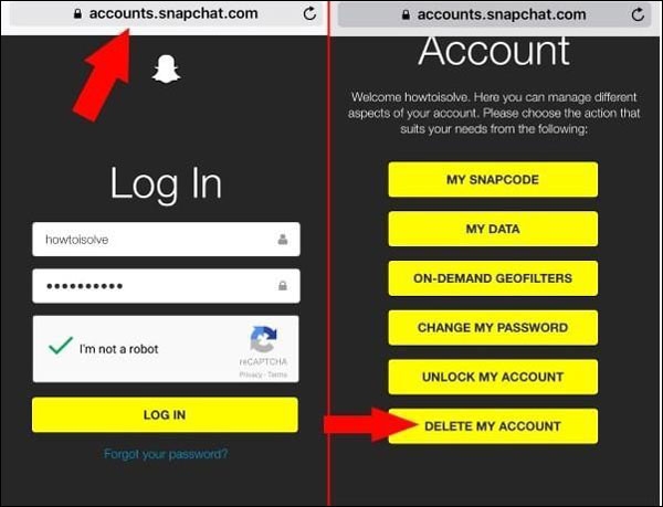 حذف حساب سناب شات على أندرويد1