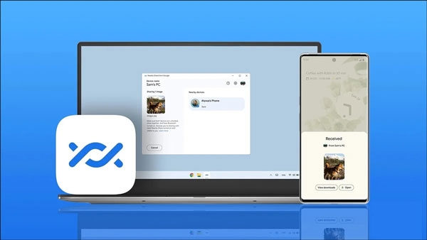 طريقة نقل الملفات عبر ميزة (Google Nearby Share) من الهاتف إلى الكمبيوتر