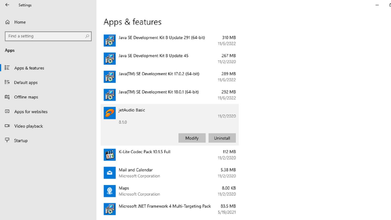 نافذة اضافة أو ازالة برامج وتظهر فيها مجموعةة من لخيارات 