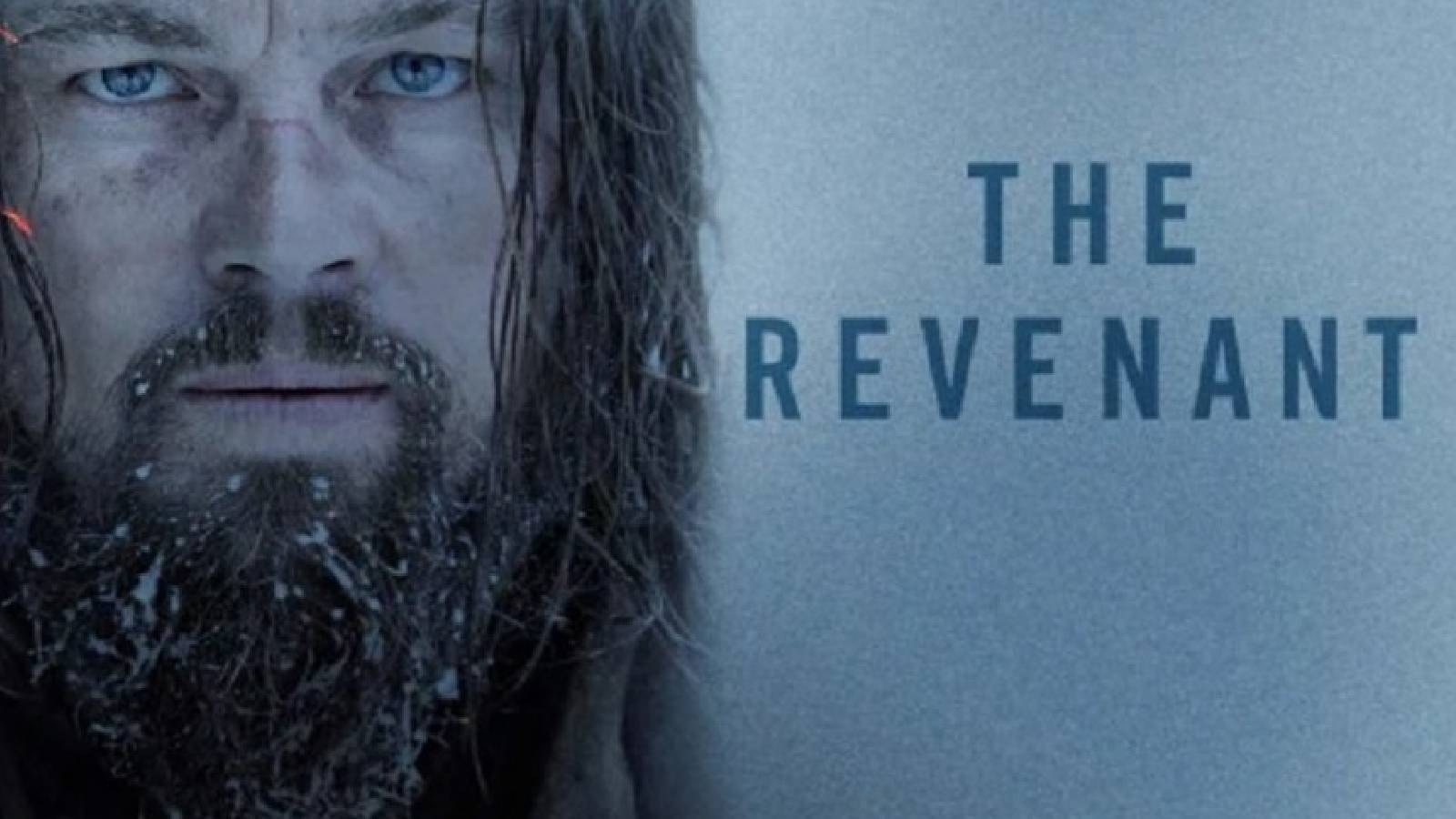 صورة وجه البطل بشعر اشعث و لحية طويلة مغطاة بالثلح و بجانبه خلفية رمادية مكتوب فيها اسم الفيلم باللون الازرق 