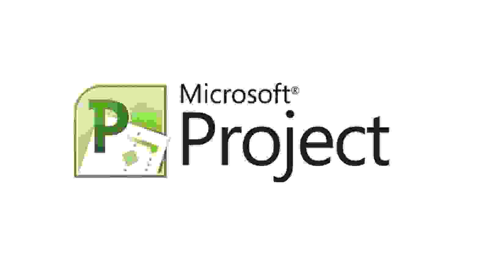 على خلفية بيضاء يظهر مربع بداخله حرف p اخضر على ورقة بيضاء وبجانبها عبارة project microsoft