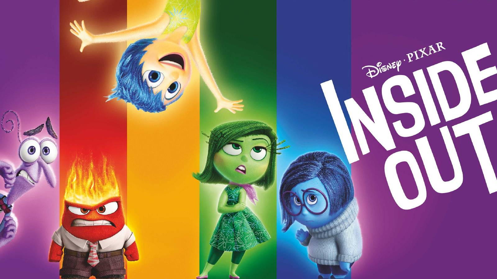 على خلفية مقسمة الى الوان بنفسجي وازرق و اخضر وبرتقالي و احمر تظهر شخصية ريلي مع باقي الشخصيات واحداها مقلوبة الرأس الى الاسفل 