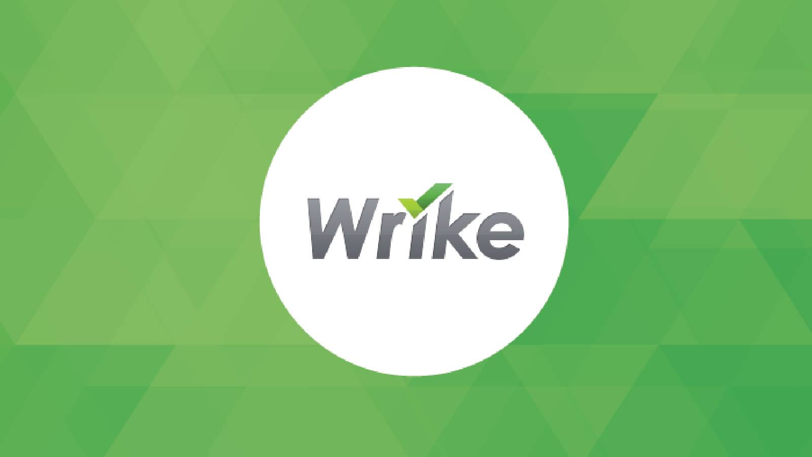 تطبيق رايك على خلفية خضراء تظهر في الوسط دائرة بيضاء و في وسطها مكتوب كلمة wrikeو النقطة على شكل صح