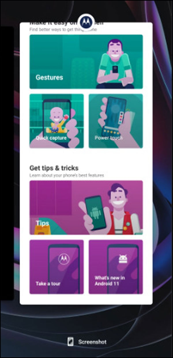 كيفية أخذ لقطة شاشة على هاتف موتورولا