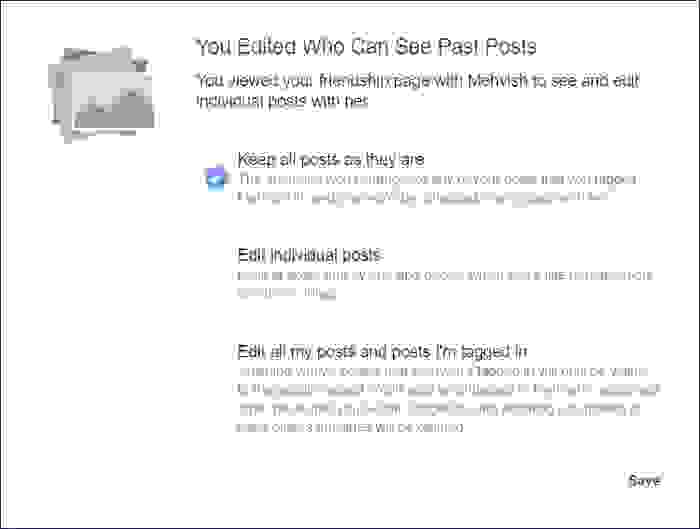 القسم الثالث، اختر الإبقاء على كل منشوراتي كما هي القسم الثالث، اختر الإبقاء على كل منشوراتي كما هي