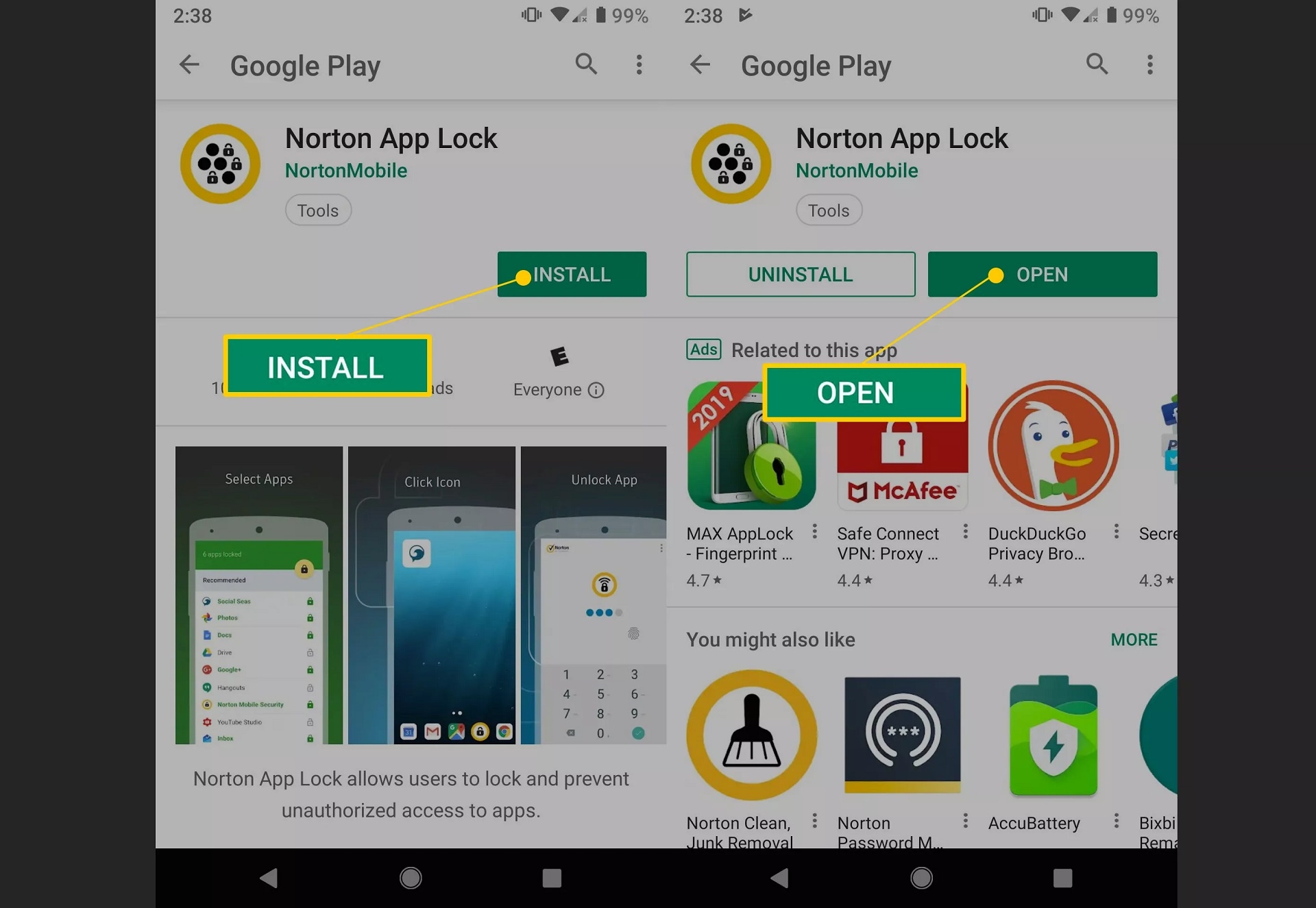 كيفية تعيين كلمة المرور للتطبيقات باستخدام تطبيق Norton App Lock في أندرويد