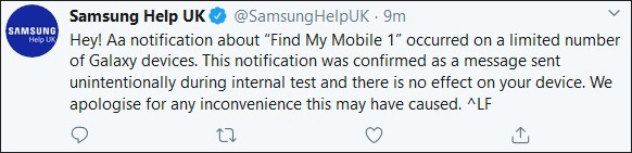 تصريح حول رسالة سامسونغ المرسلة بالخطأ إلى المستخدمين