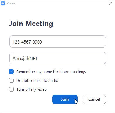 الانضمام لاجتماع فيديو عبر زوم عن طريق إدخال معرف الاجتماع Meedting ID