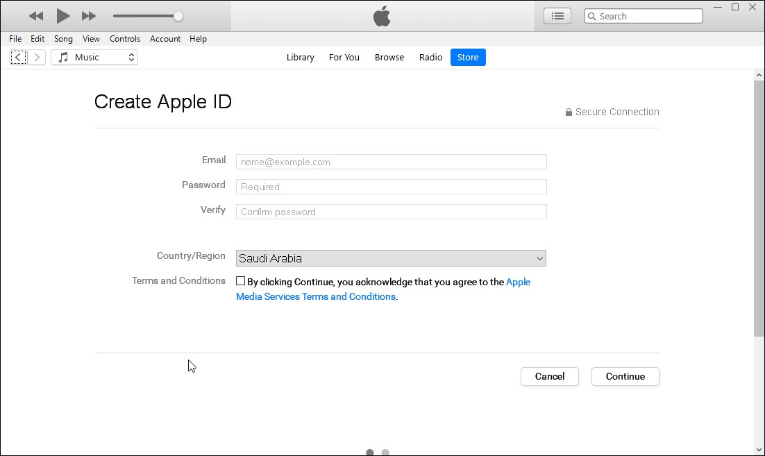 إنشاء حساب (معرف) ابل جديد باستخدام  إنشاء حساب (معرف) ابل جديد باستخدام