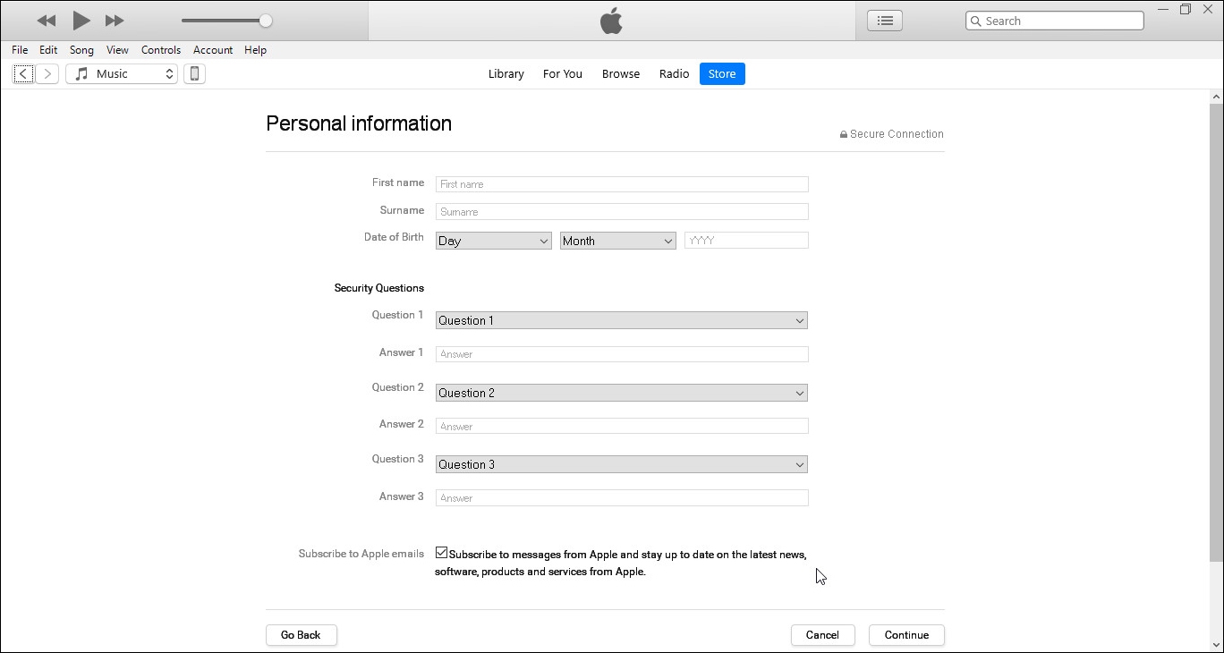 إنشاء حساب (معرف) ابل جديد باستخدام  إنشاء حساب (معرف) ابل جديد باستخدام