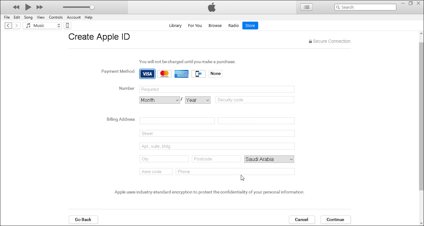 إنشاء حساب (معرف) ابل جديد باستخدام  إنشاء حساب (معرف) ابل جديد باستخدام